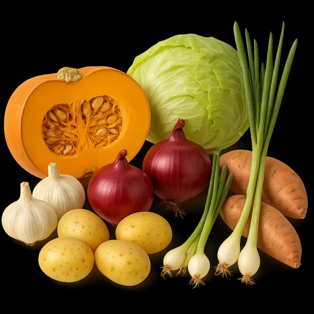 Fresh vegetables β potatoes, onions and peppers from Egypt